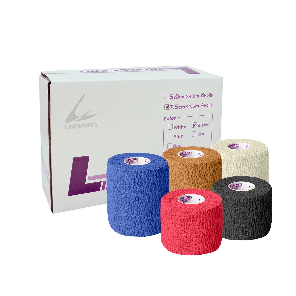 LINDSPORTS リンドフレックスPRO 幅50/75mm タン/青/黒/赤/白 同色同